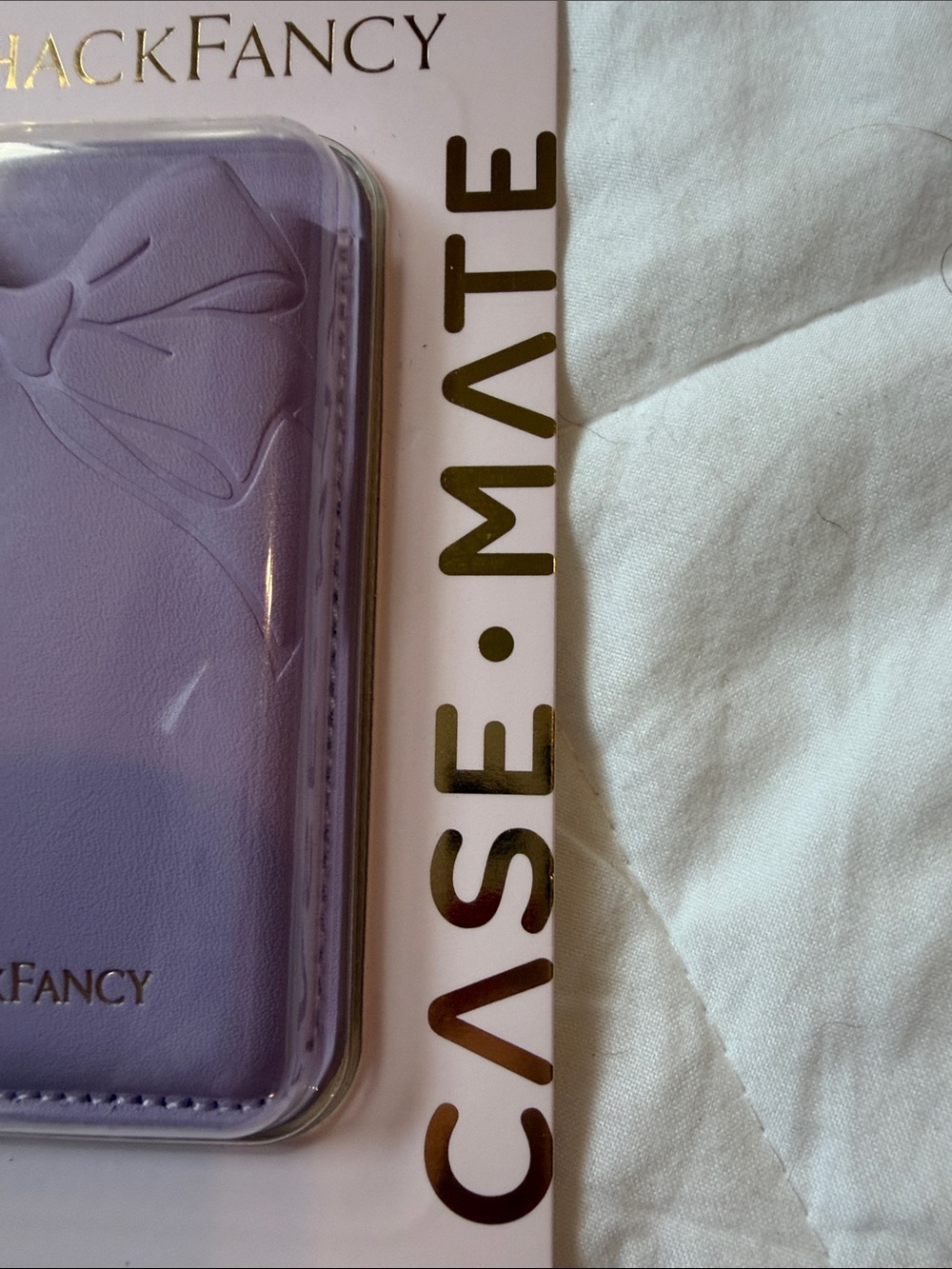 LoveShackFancy Lavender Adhesive Phone Wallet with Bow Accent - Picture 5 of 5